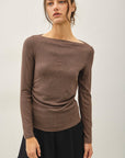 SHIRRED BOATNECK TOP