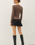 SHIRRED BOATNECK TOP