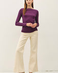 SHIRRED BOATNECK TOP