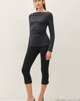 SHIRRED BOATNECK TOP