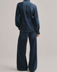 RUFFLE SHIRT IN FALL BLUES AURA