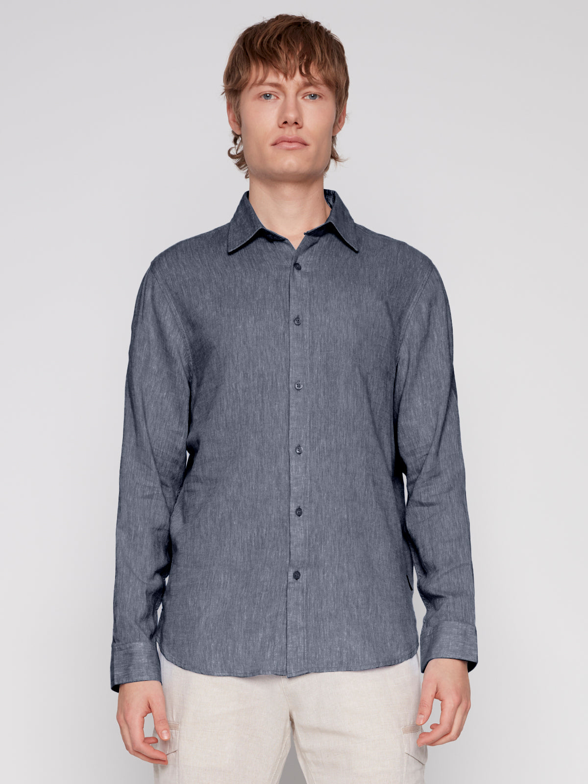 LINEN BLEND LONG SLEEVE SHIRT