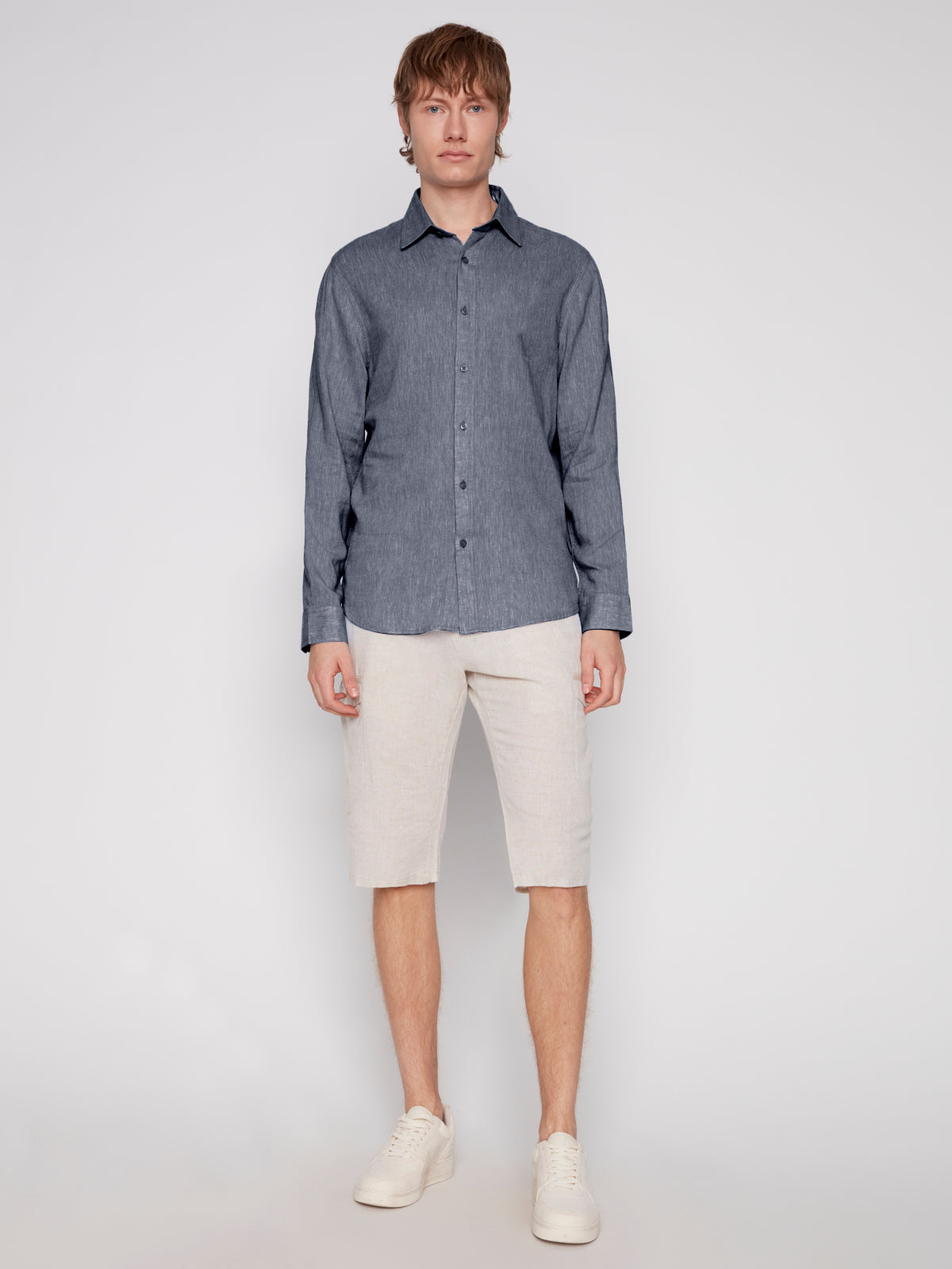 LINEN BLEND LONG SLEEVE SHIRT