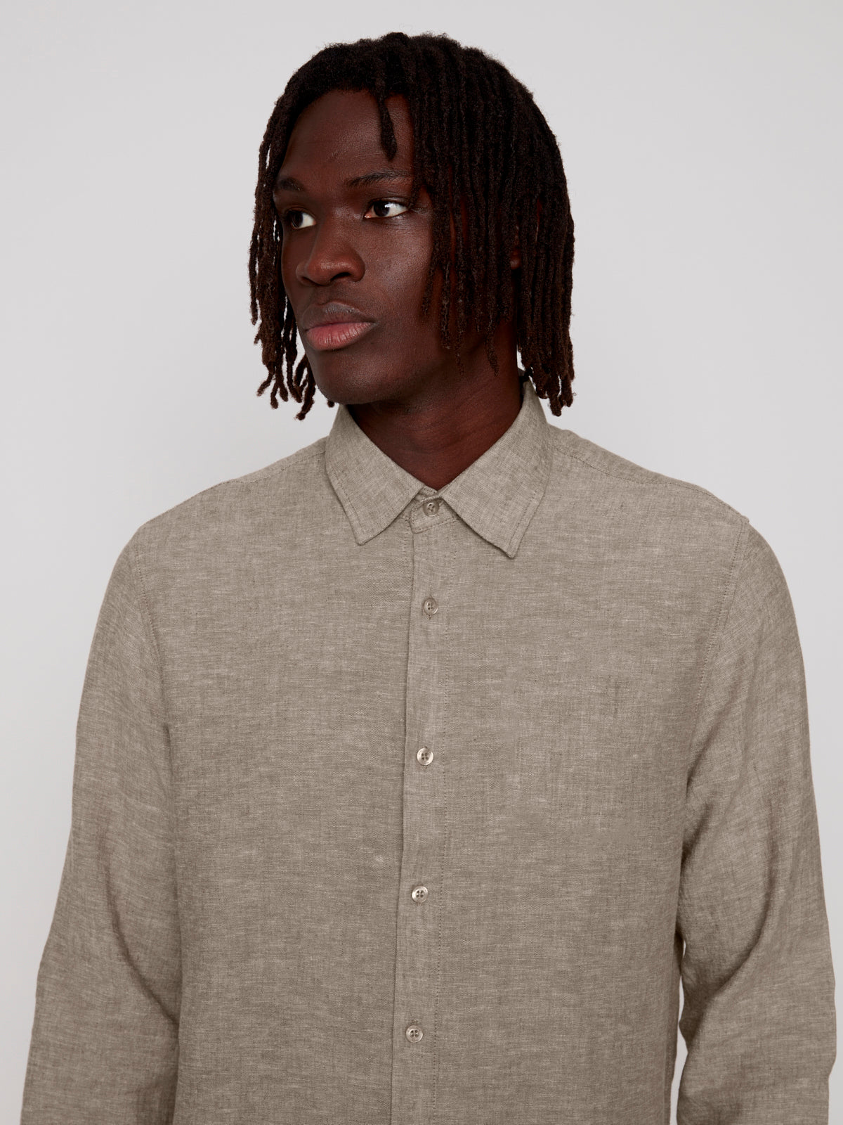 LINEN BLEND LONG SLEEVE SHIRT