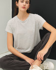 LINEN BLEND FINE STRIPE TEE