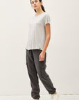LINEN BLEND FINE STRIPE TEE