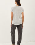 LINEN BLEND FINE STRIPE TEE