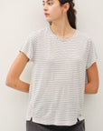 LINEN BLEND FINE STRIPE TEE