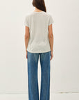 LINEN BLEND FINE STRIPE TEE