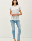LINEN BLEND FINE STRIPE TEE