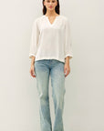 SPLIT NECK PEASANT BLOUSE