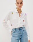 CHARLI ISLAND EMBROIDERY LONG SLEEVE LINEN SHIRT