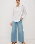 CHARLI ISLAND EMBROIDERY LONG SLEEVE LINEN SHIRT
