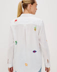 CHARLI ISLAND EMBROIDERY LONG SLEEVE LINEN SHIRT