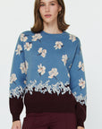 FALLING FLOWERS COLOUR BLOCK SWEATER