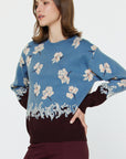 FALLING FLOWERS COLOUR BLOCK SWEATER