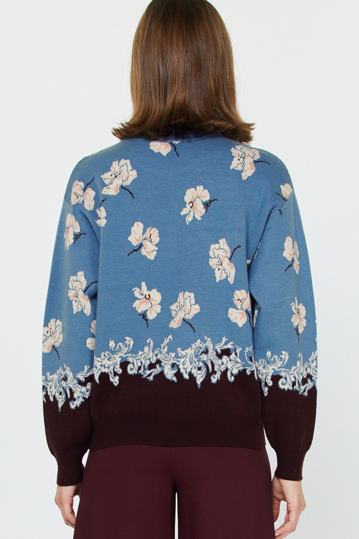 FALLING FLOWERS COLOUR BLOCK SWEATER