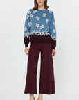 FALLING FLOWERS COLOUR BLOCK SWEATER