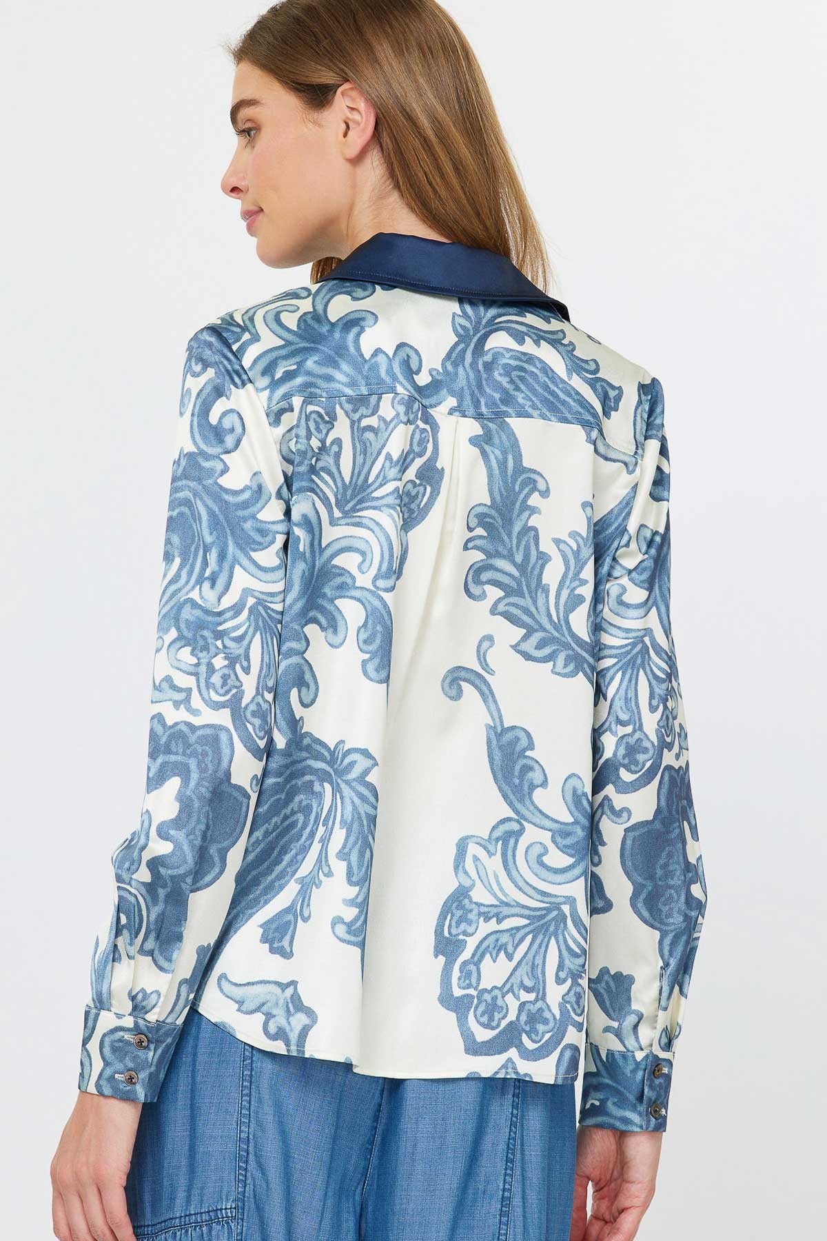 CONTRAST TRIM PAISLEY SHIRT