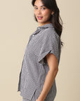 GINGHAM ROLL SLEEVE SHIRT