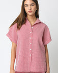 GINGHAM ROLL SLEEVE SHIRT