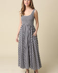 GINGHAM SMOCKED MAXI DRESS
