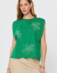 EMBROIDERED COTTON SLEEVELESS TOP