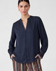 SCALLOP LACE TRIM V-NECK BLOUSE