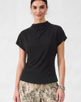 HIGH NECK SHORT SLEEVE DOLMAN TOP