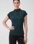 HIGH NECK SHORT SLEEVE DOLMAN TOP