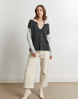 RAELYN COLOUR BLOCK JOHNNY COLLAR SWEATER