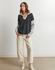 RAELYN COLOUR BLOCK JOHNNY COLLAR SWEATER