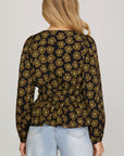 FLORAL BLOUSE WITH GATHERED WAIST