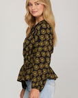 FLORAL BLOUSE WITH GATHERED WAIST