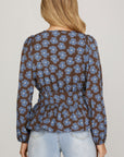 FLORAL BLOUSE WITH GATHERED WAIST
