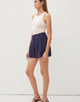 LINEN BLEND PLEATED SHORTS