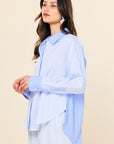 CONTRAST PLACKET STRIPED LONG SLEEVE SHIRT