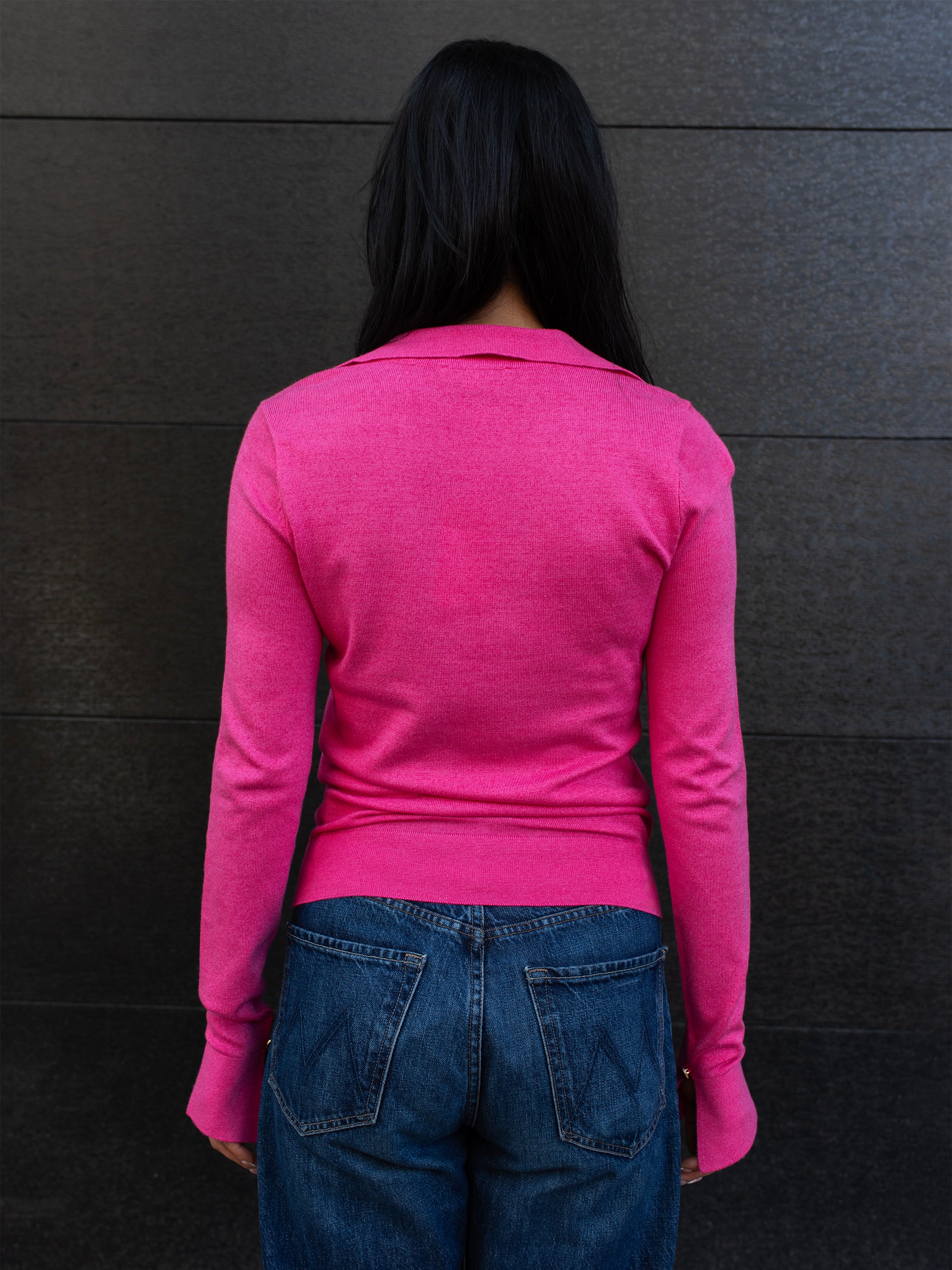 JOHNNY COLLAR FINE KNIT SWEATER