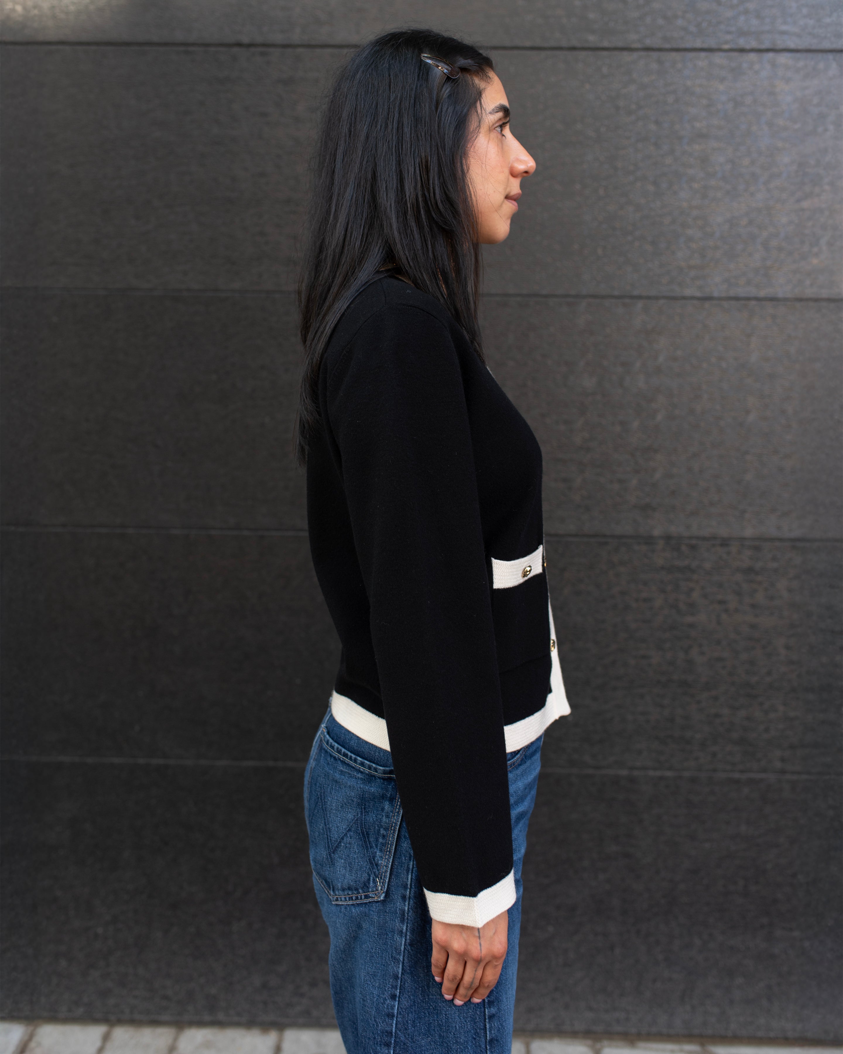 CONTRAST TRIM CARDI