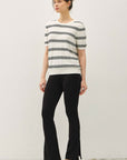 TRIPLE STRIPE SHORT SLEEVE SWEATER