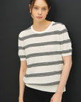 TRIPLE STRIPE SHORT SLEEVE SWEATER
