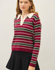 STRIPED POLO SWEATER