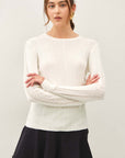 POINTELLE SLEEVE FINE KNIT SWEATER