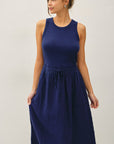COTTON RIB TANK DRESS WITH GAUZE SKIRT