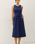 COTTON RIB TANK DRESS WITH GAUZE SKIRT