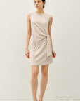 LINEN BLEND STRIPED SIDE TIE DRESS