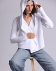 COTTON SHAKER HOODED FLYAWAY CARDIGAN