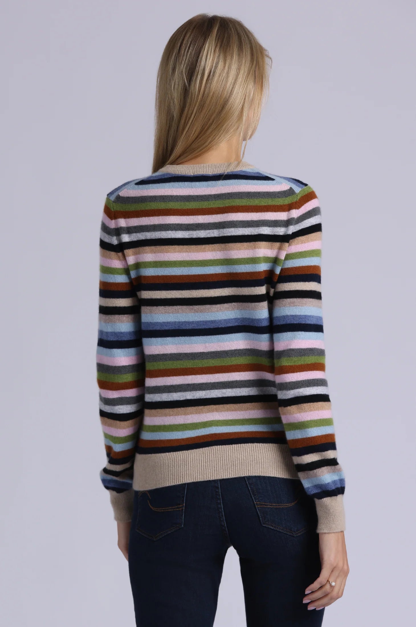 STRIPED CASHMERE CREW NECK SWEATER