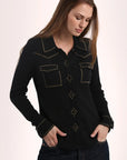 COTTON CASHMERE HOT FIX BUTTON DOWN SHIRT