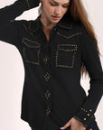 COTTON CASHMERE HOT FIX BUTTON DOWN SHIRT